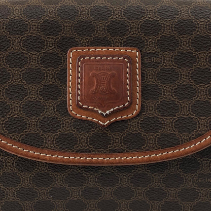 CELINE Macadam Blason Round Shoulder bag Brown Vintage v54uj5