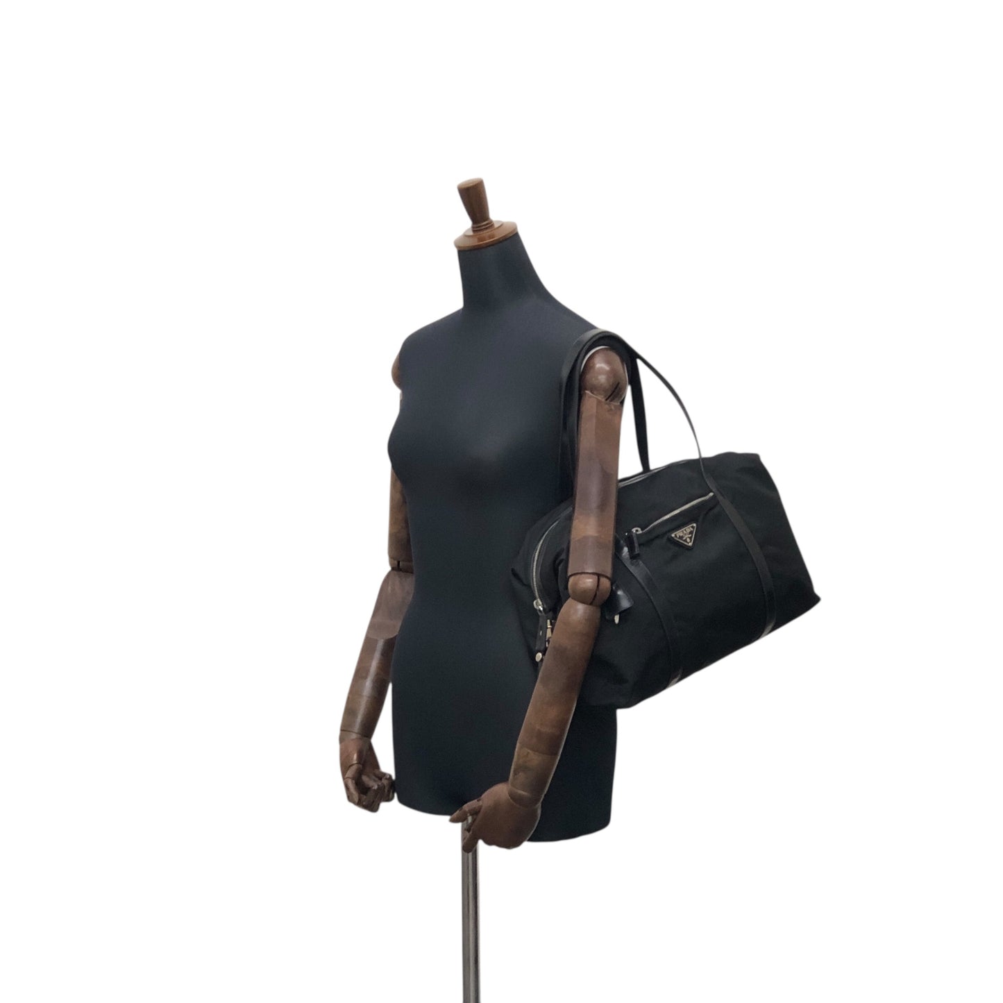 PRADA Tessuto Triangle Logo Padlock Totebag Black Vintage cfbs7r