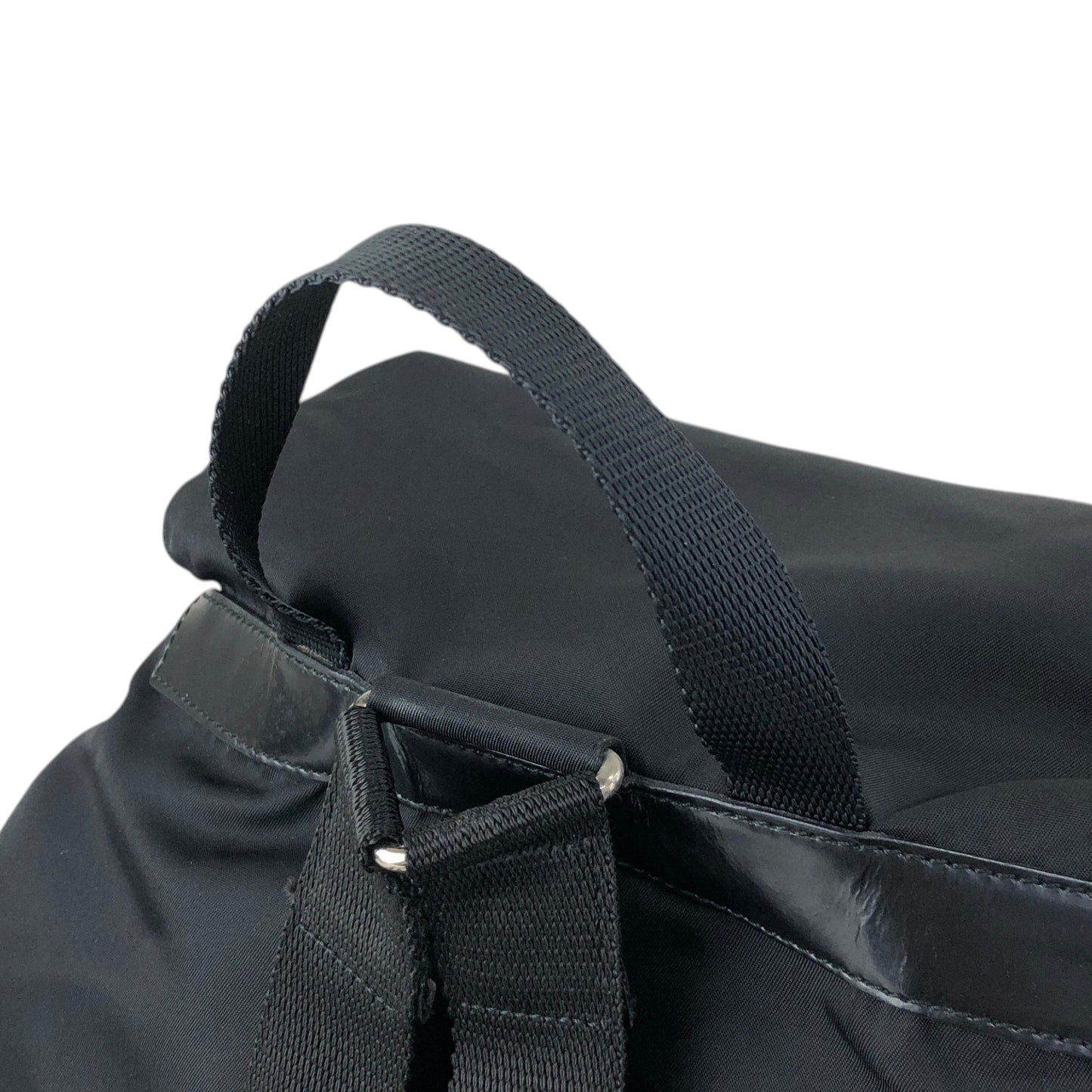 PRADA Tessuto Triangle Logo Double Pocket Backpack Black Vintage scciib