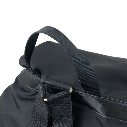 PRADA Tessuto Triangle Logo Double Pocket Backpack Black Vintage scciib
