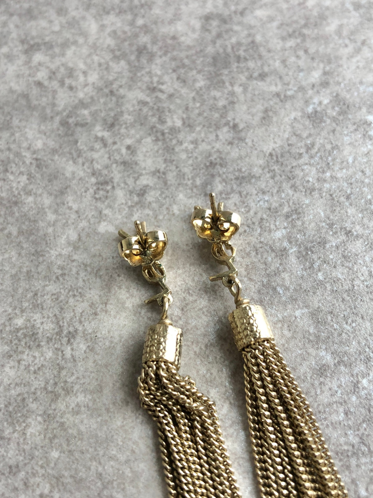 Yves Saint Laurent YSL Logo Tassel Pierced Gold Vintage iybfm5