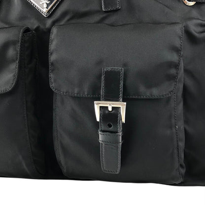 PRADA Tessuto Triangle logo Double Pocket Totebag Black Vintage xrhmgf