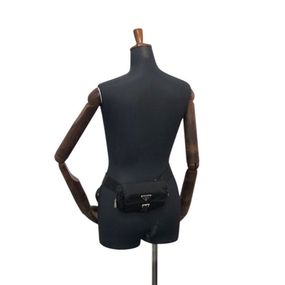 PRADA Tessuto Triangle Logo Shoulder bag Sling bag Black Vintage s8izt8