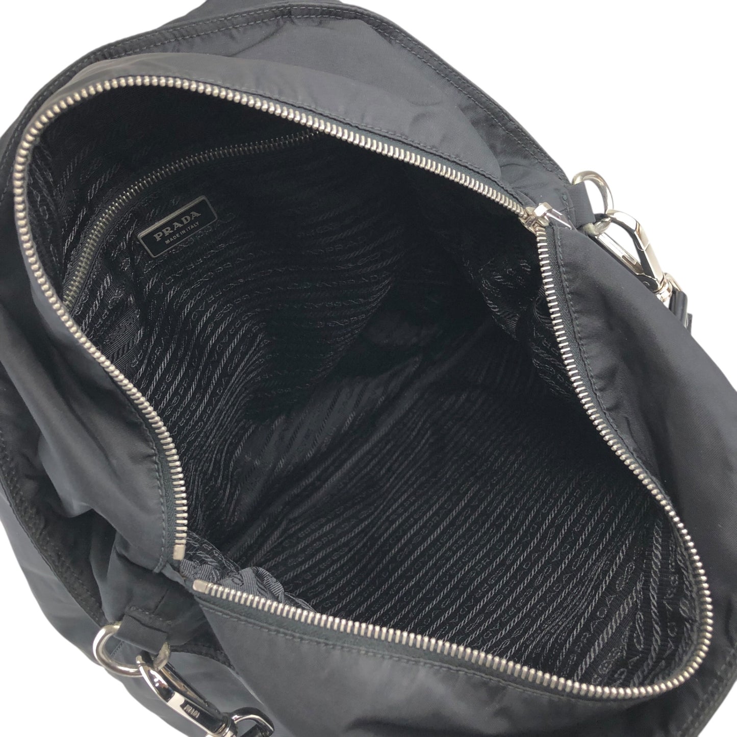 PRADA Tessuto Triangle Logo Two-way Handbag Shoulder bag Black Vintage 382dsw