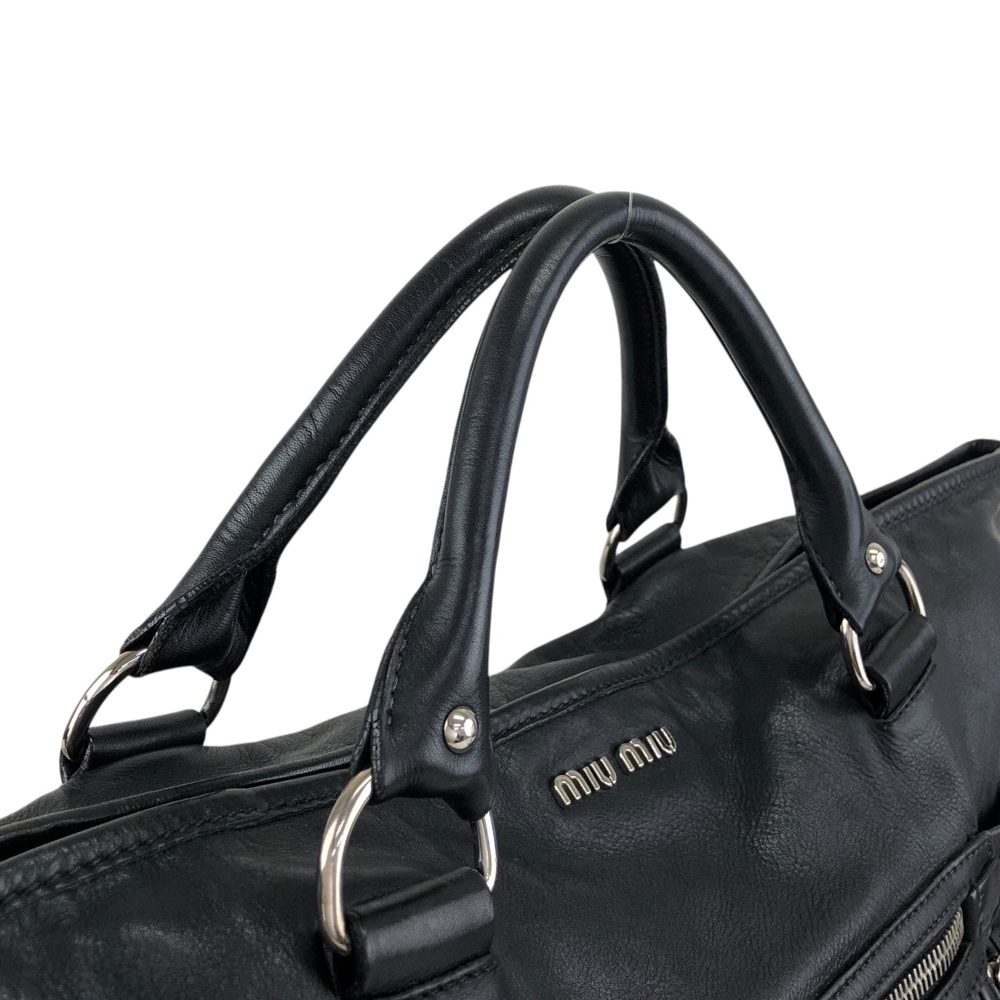 miumiu Front Zipper Handbag Totebag Black Vintage fx4ann