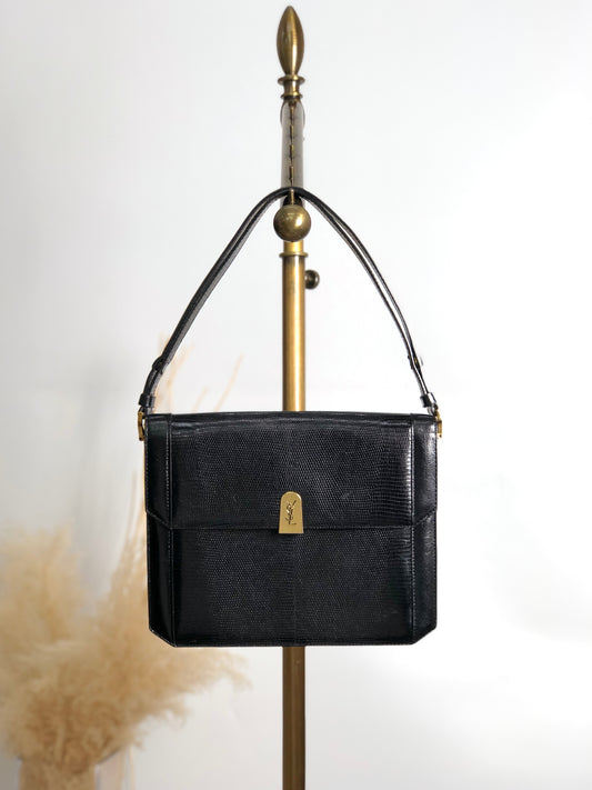 Yves Saint Laurent YSL Logo Shoulder bag Black Vintage m3beni
