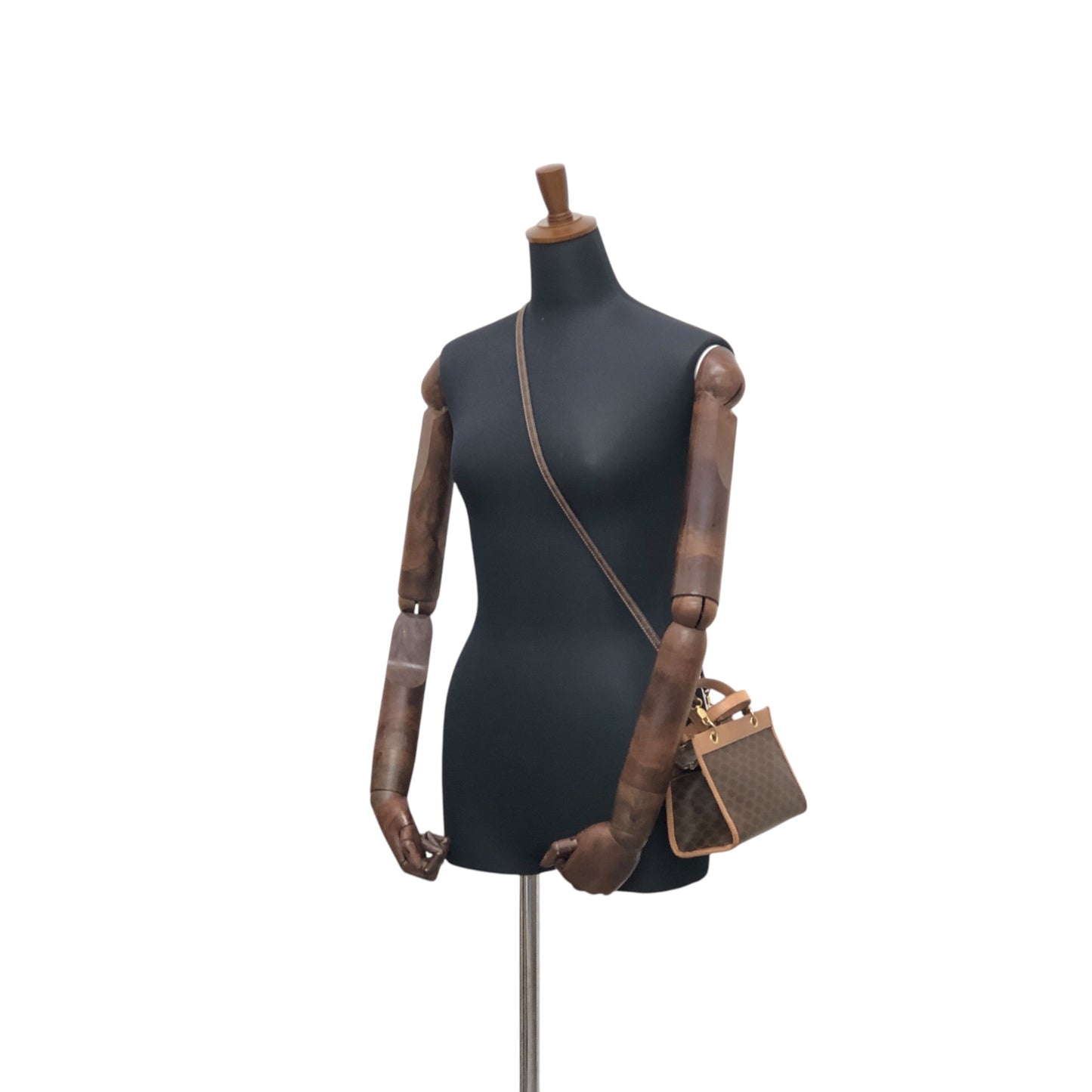 CELINE Macadam Two-way Handbag Shoulder bag Brown Vintage 85it3e