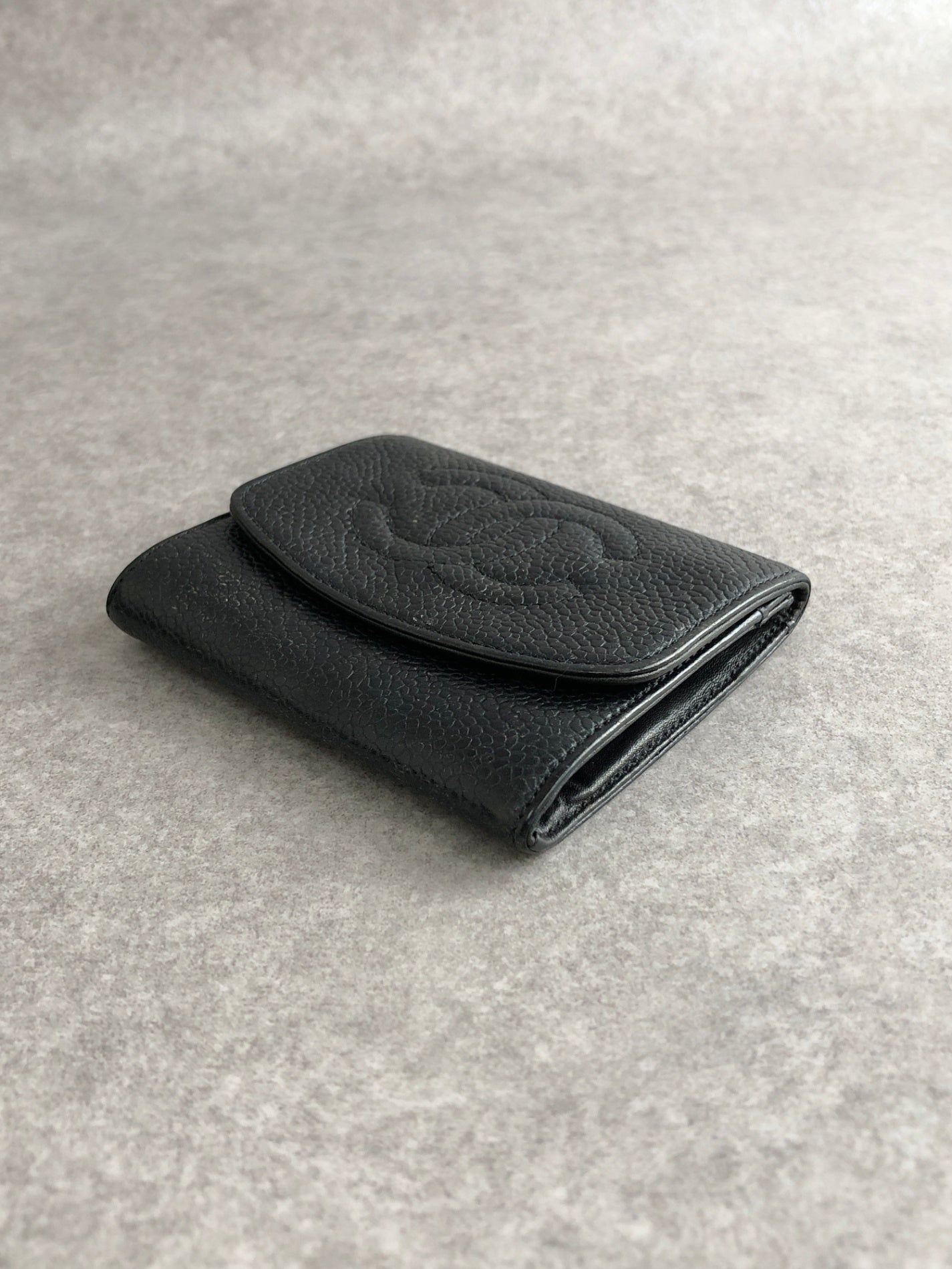 CHANEL Coco Mark Coin Purse Black Vintage gscxim