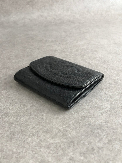 CHANEL Coco Mark Coin Purse Black Vintage gscxim