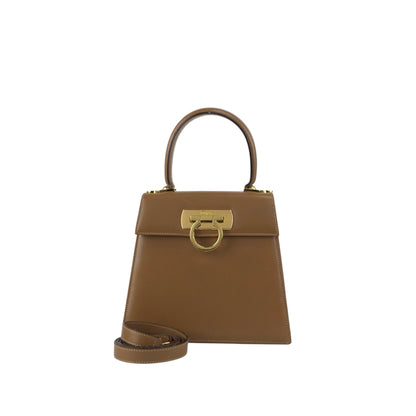 Salvatore Ferragamo Gancini Two-way Handbag Shoulder bag Brown Vintage 6t6kdf