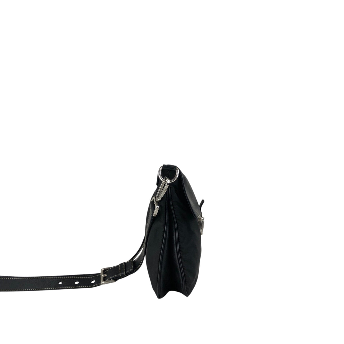 PRADA Triangle Logo Push lock Shoulder bag Black Vintage kcukna