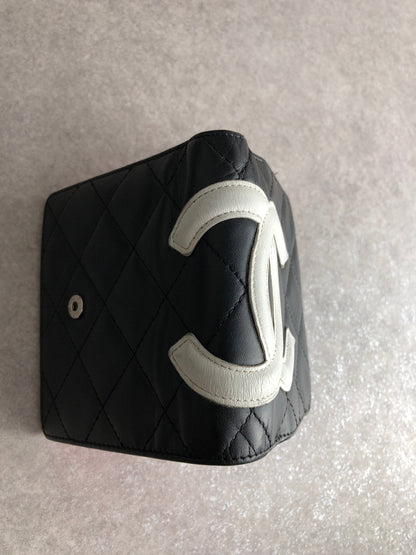 CHANEL Coco Mark Folded Wallet Black Vintage bggtt6