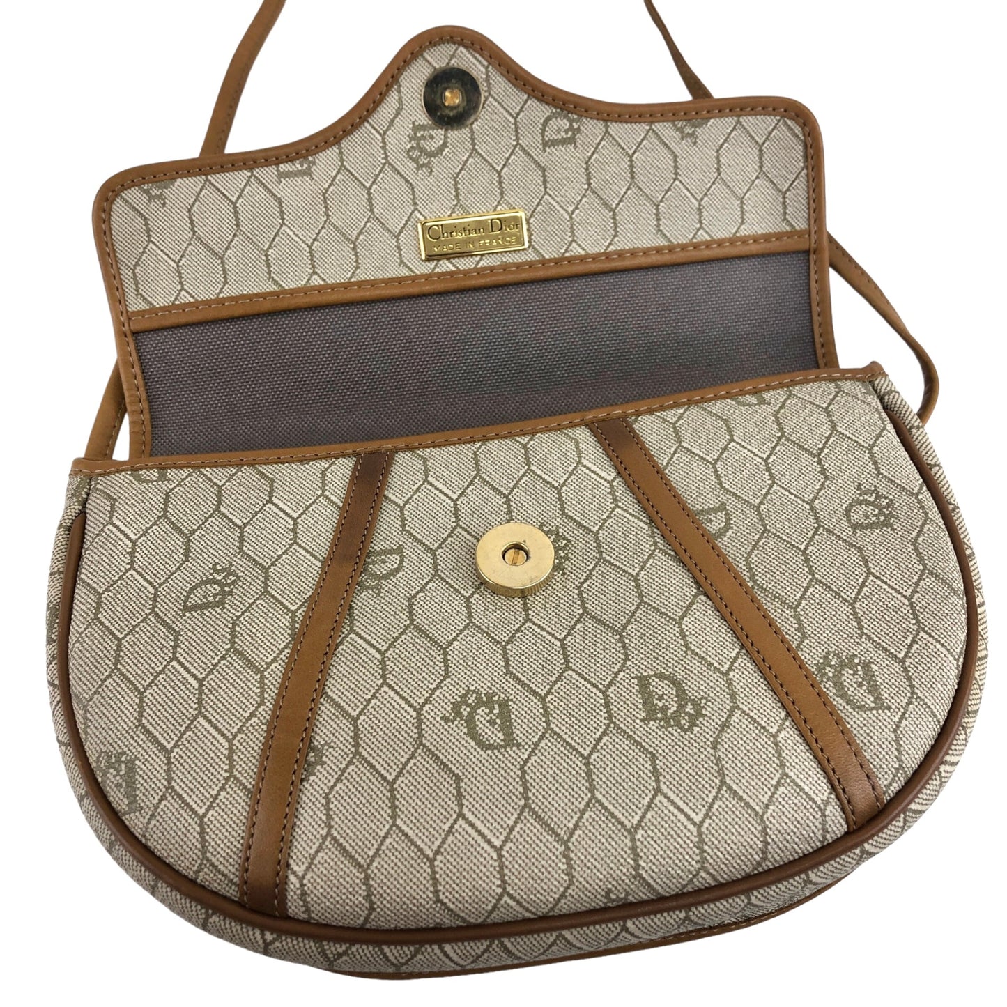 Christian Dior  Honeycomb Pattern Shoulder bag Beige Vintage hsyfun