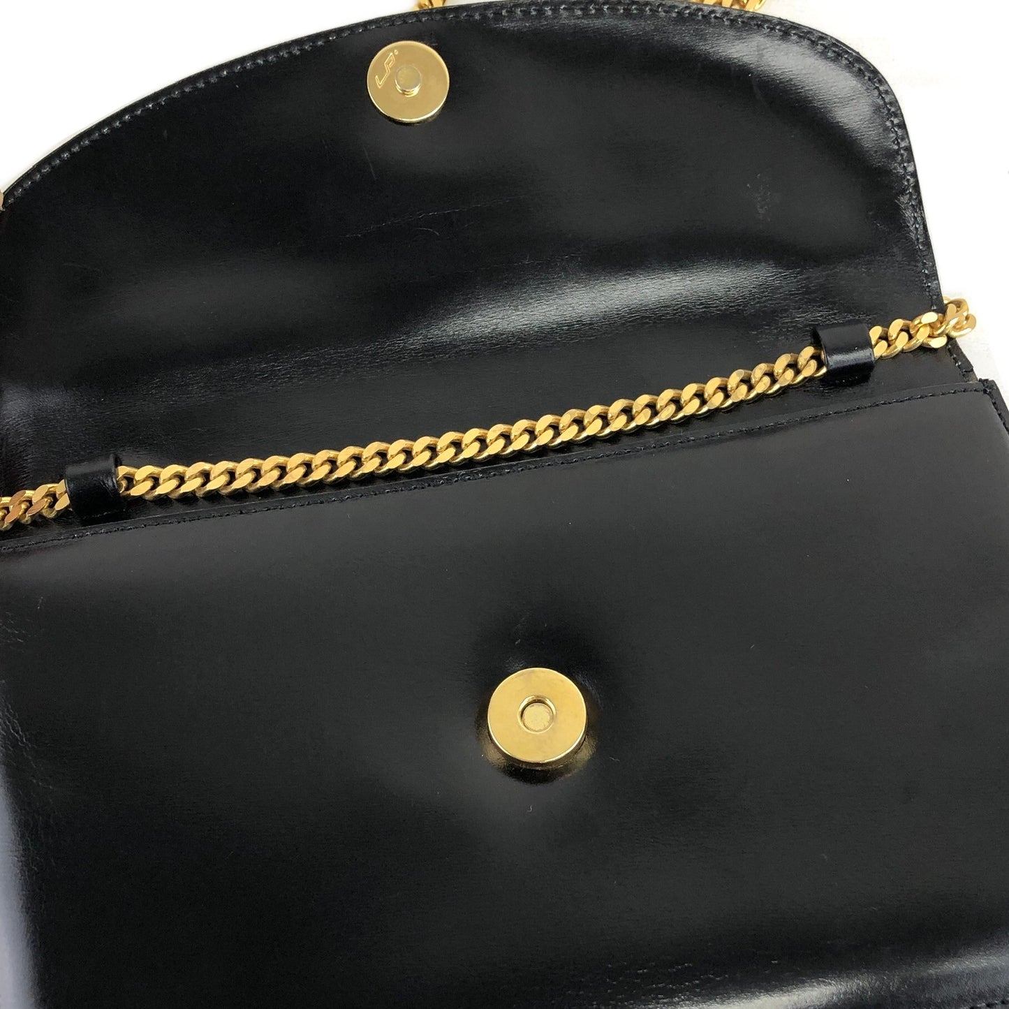 CELINE Blason Emblem Motif Chain Shoulder bag Black Vintage 2bfdfw