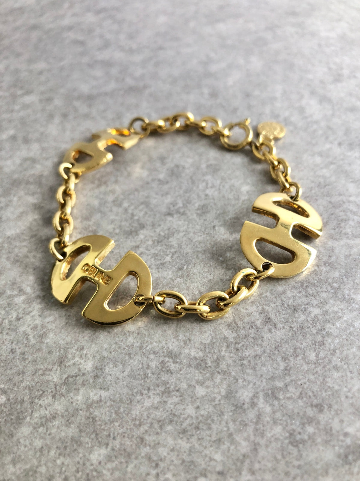 CELINE Horse Bit Bracelet Gold Vintage jccjt6