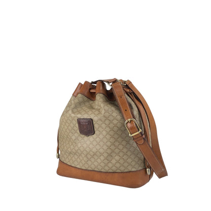 CELINE Macadam Blason Drawstring Shoulder bag Beige Vintage ci27wy