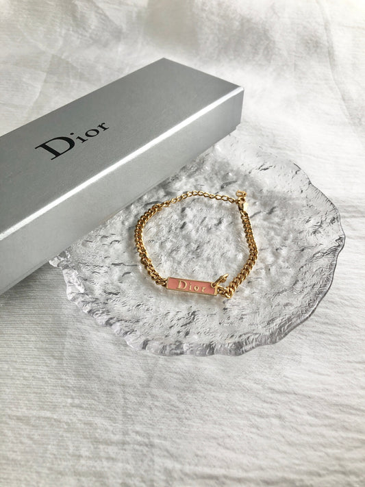 Christian Dior Logo Bracelet Gold Vintage anczmj