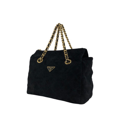 PRADA Triangle Logo Chain Shoulder bag Black Vintage t7p4ej