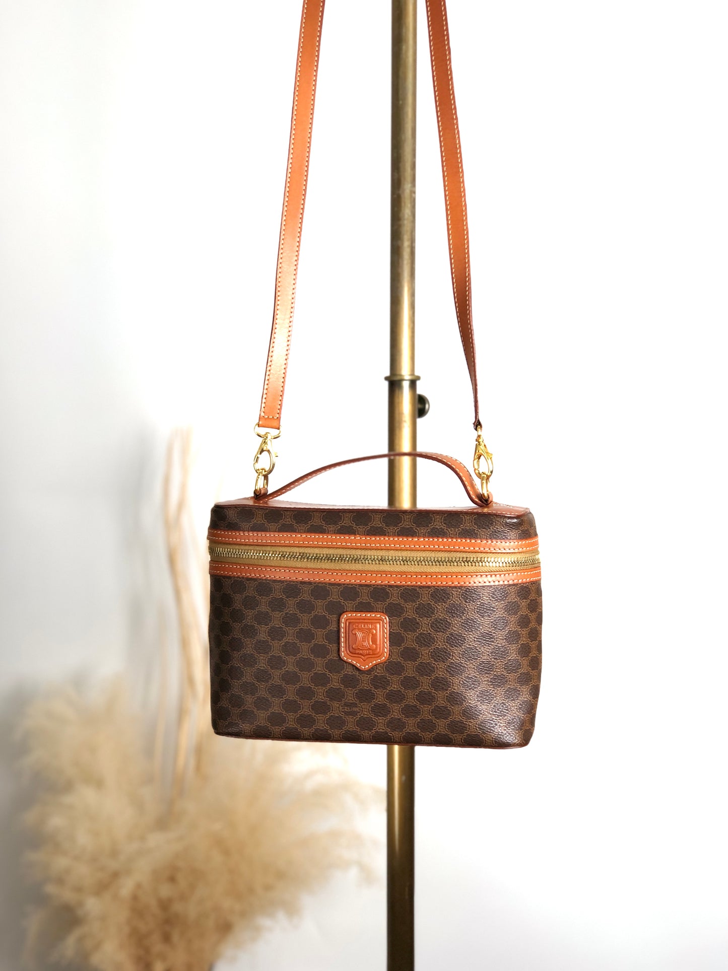 CELINE Macadam Blason Two-way Handbag Shoulder bag Vanity bag Brown Vintage t7yhbd