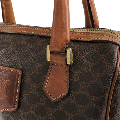 CELINE Macadam Two-way Handbag Shoulder bag Brown Vintage jymunw