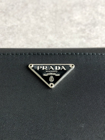 PRADA Triangle Logo Folded Wallet Black Vintage daf27c