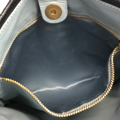 PRADA Triangle Logo Leather Shoulder bag Black Vintage 32faxx