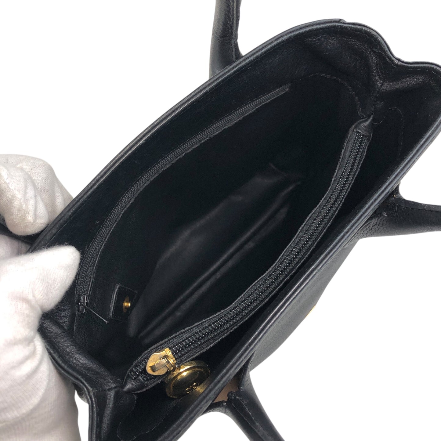 Christian Dior CD Logo Totebag Handbag Black Vintage gvanu8