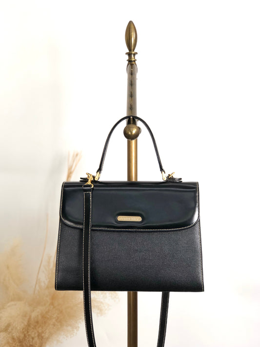 BURBERRY Logo Two-way Handbag Shoulder bag Black Vintage uuyiy5