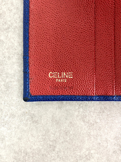 CELINE Blason Folded Wallet Blue Vintage 8k5sbu