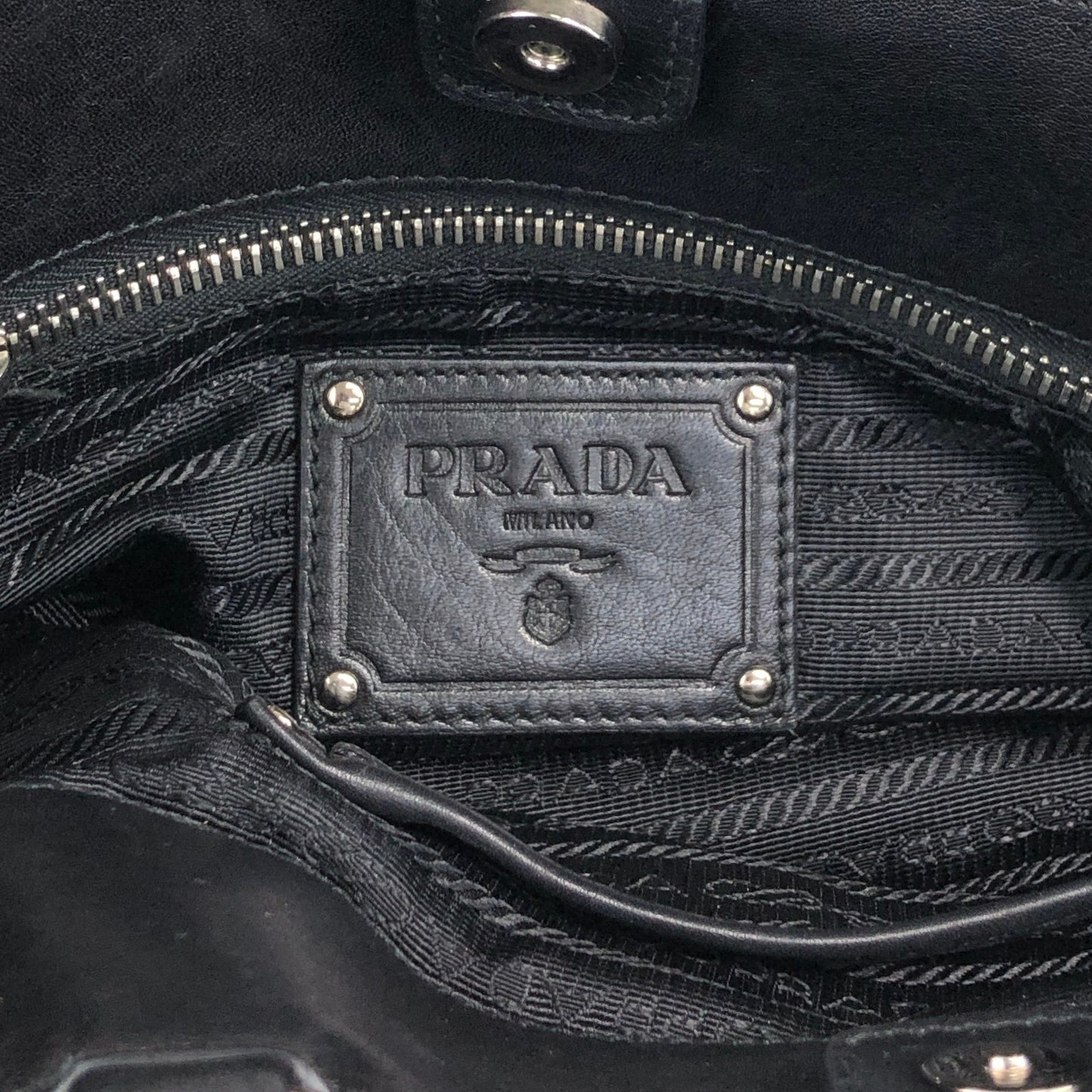 PRADA Logo Two-way Handbag Shoulder bag Black Vintage guwiir