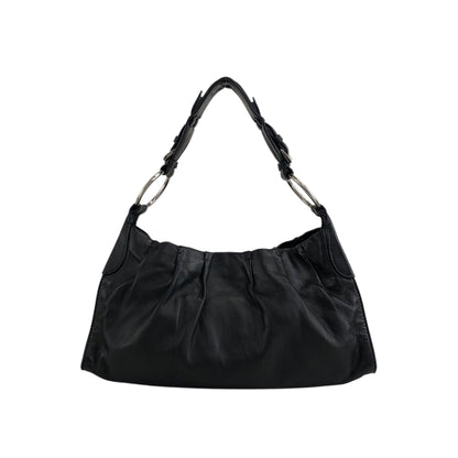 PRADA 三角形標誌單肩包 Hobobag 黑色復古 bs6gm7