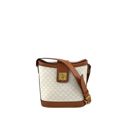 CELINE Macadam Gancini Shoulder bag White×Brown Vintage gt3h8m