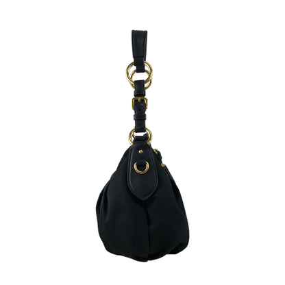 PRADA Tessuto Triangle Logo Shoulder bag Hobobag Black Vintage e3vera