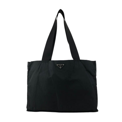 PRADA Tessuto Triangle Logo Handbag Totebag Black Vintage 5dvjjb