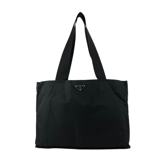PRADA Tessuto Triangle Logo Handbag Totebag Black Vintage 5dvjjb