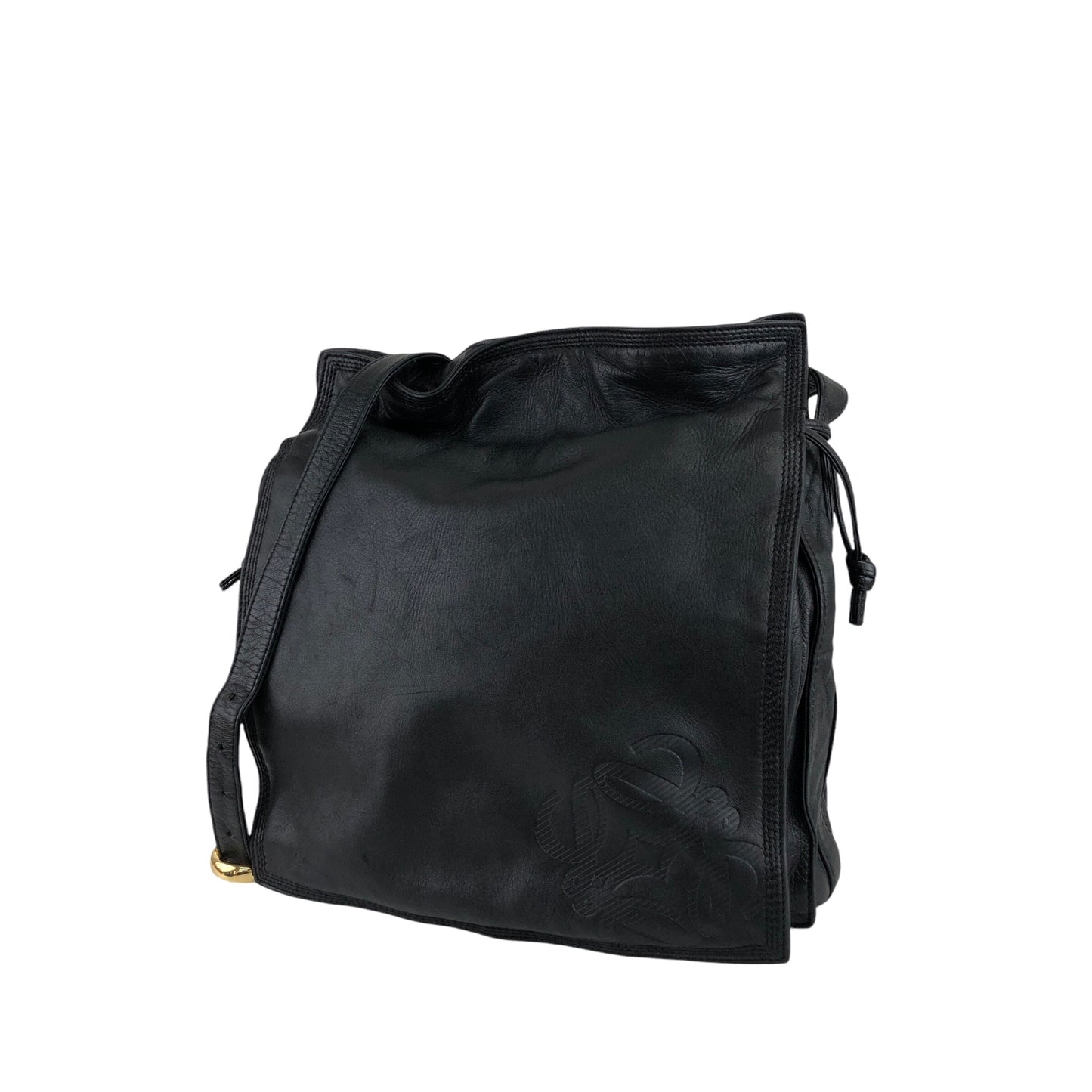 LOEWE Anagram Drawstring Shoulder bag Black Vintage sxf2zv