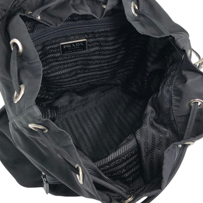 PRADA Tessuto Triangle Logo Front Buckle Front Pocket  Backpack Black Vintage 6abvn2
