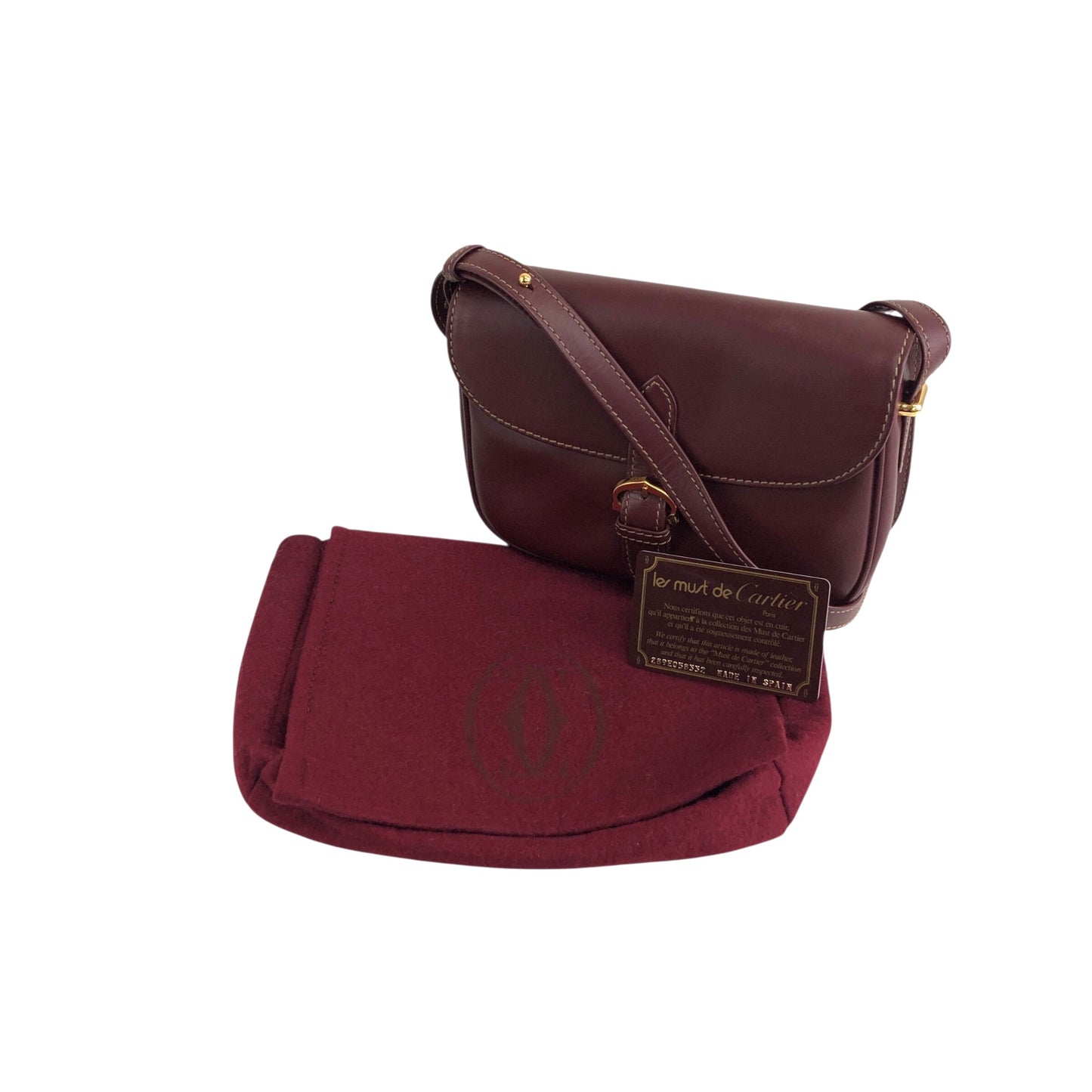 Cartier Front Buckle Shoulder bag Bordeaux Vintage iejnyi