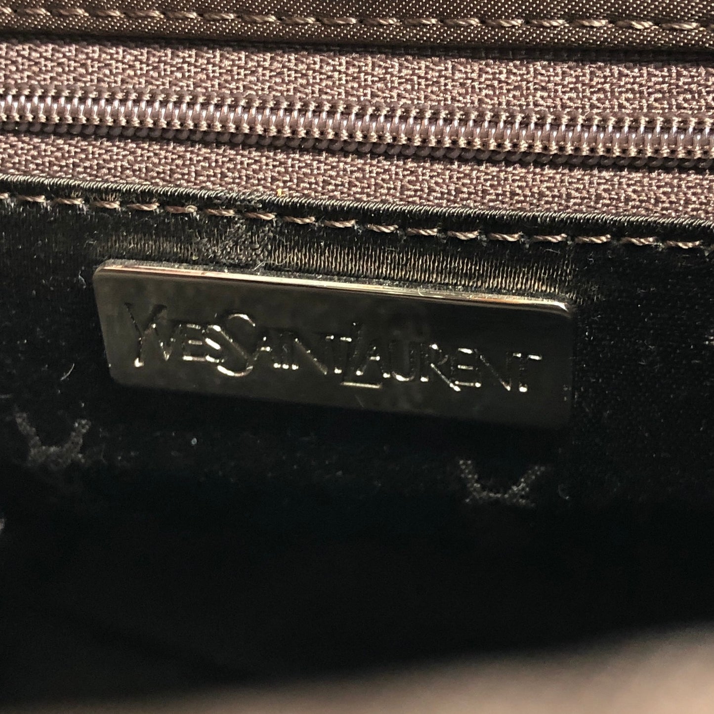 Yves Saint Laurent YSL Logo Handbag Brown Vintage byzve3