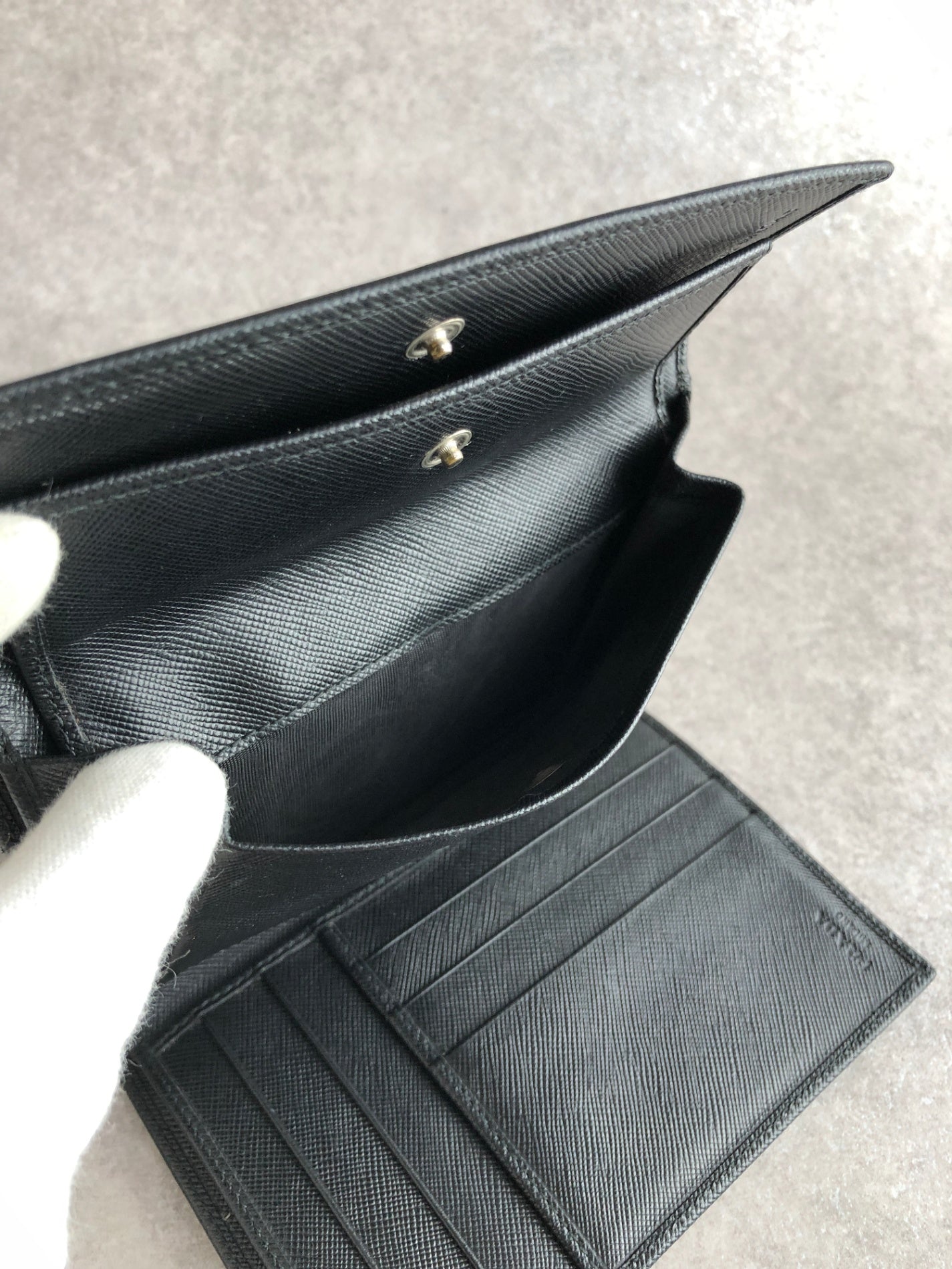 PRADA Triangle Logo Folded Wallet Black Vintage xvag4c