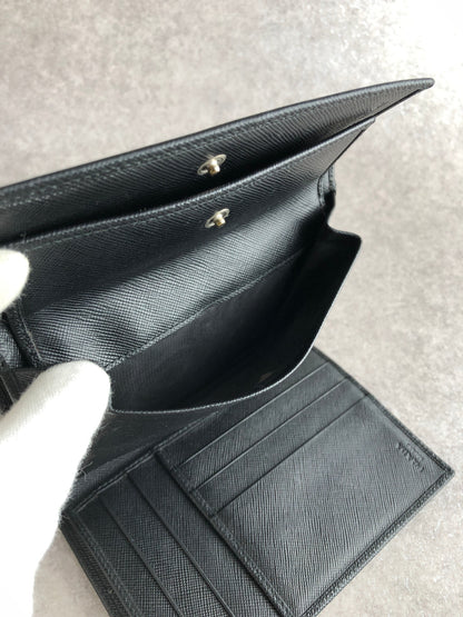 PRADA Triangle Logo Folded Wallet Black Vintage xvag4c