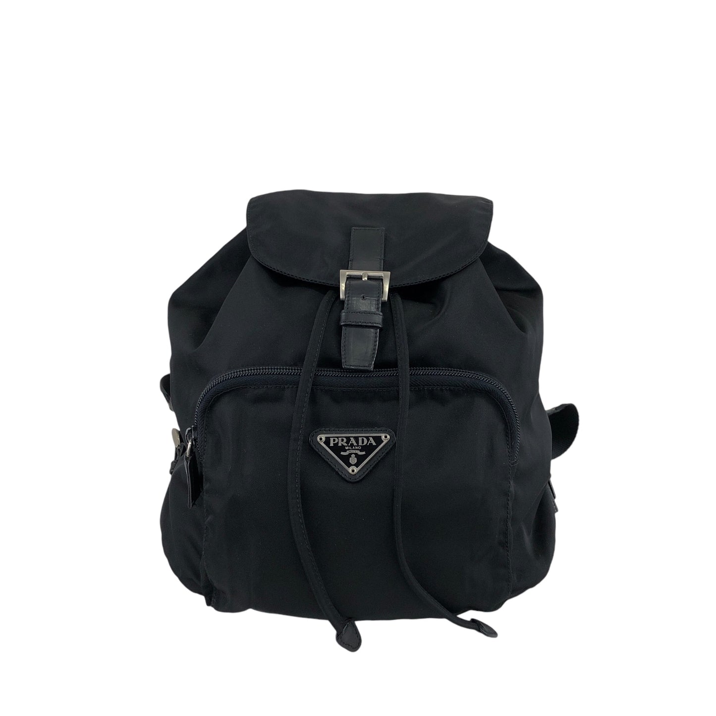 PRADA Triangle Logo Backpack Black Vintage mt3zax