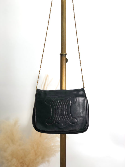 CELINE Blason 鏈條單肩包 黑色復古 jxnmfi