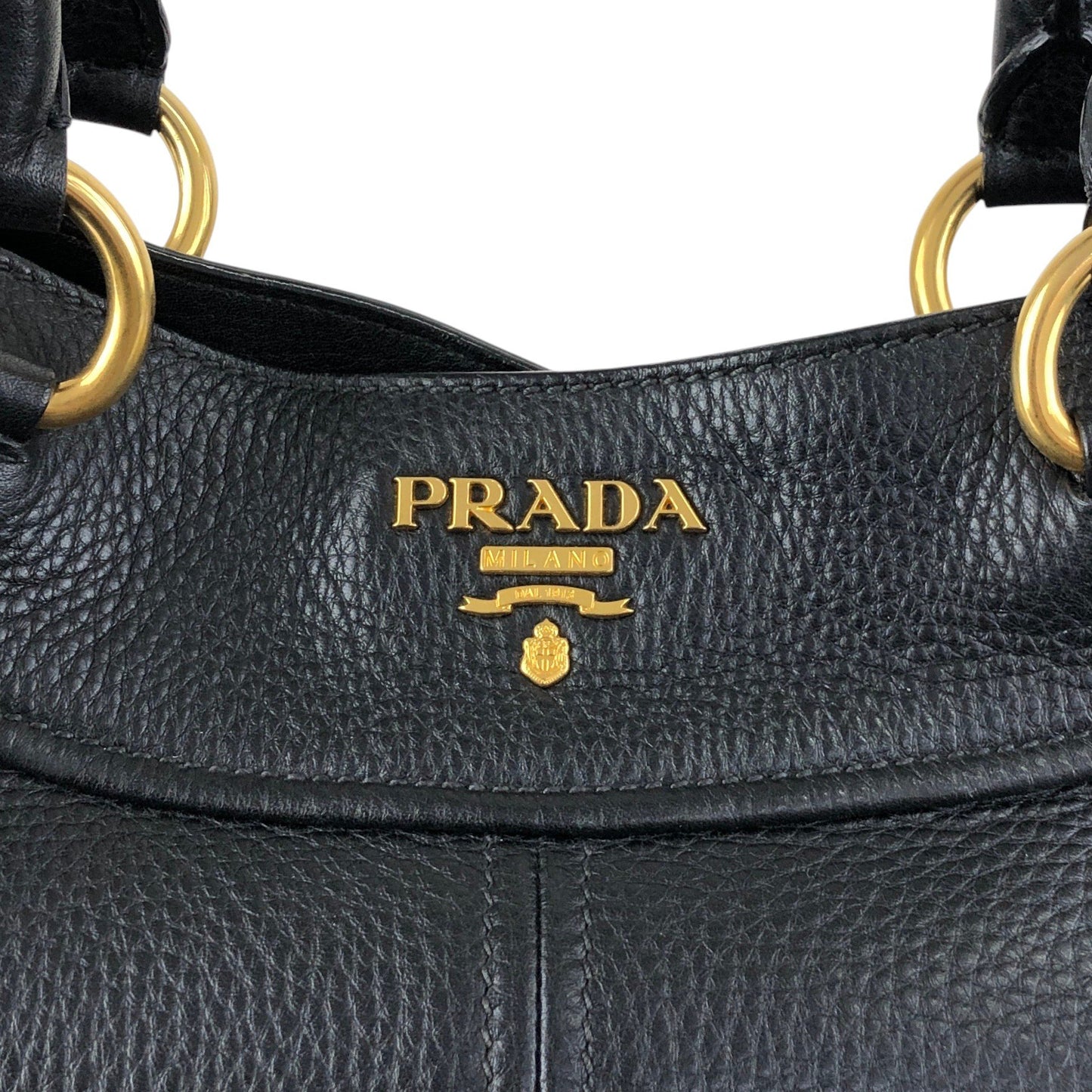 PRADA Logo Two-way Handbag Shoulder bag Black Vintage g864hh
