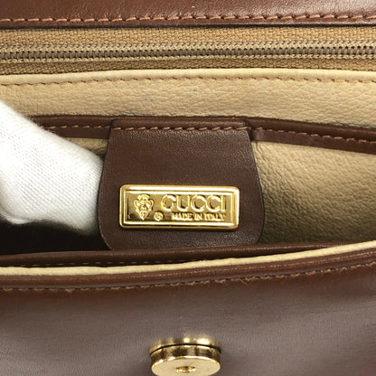 GUCCI GG Flap Handbag Brown Vintage auy3z2
