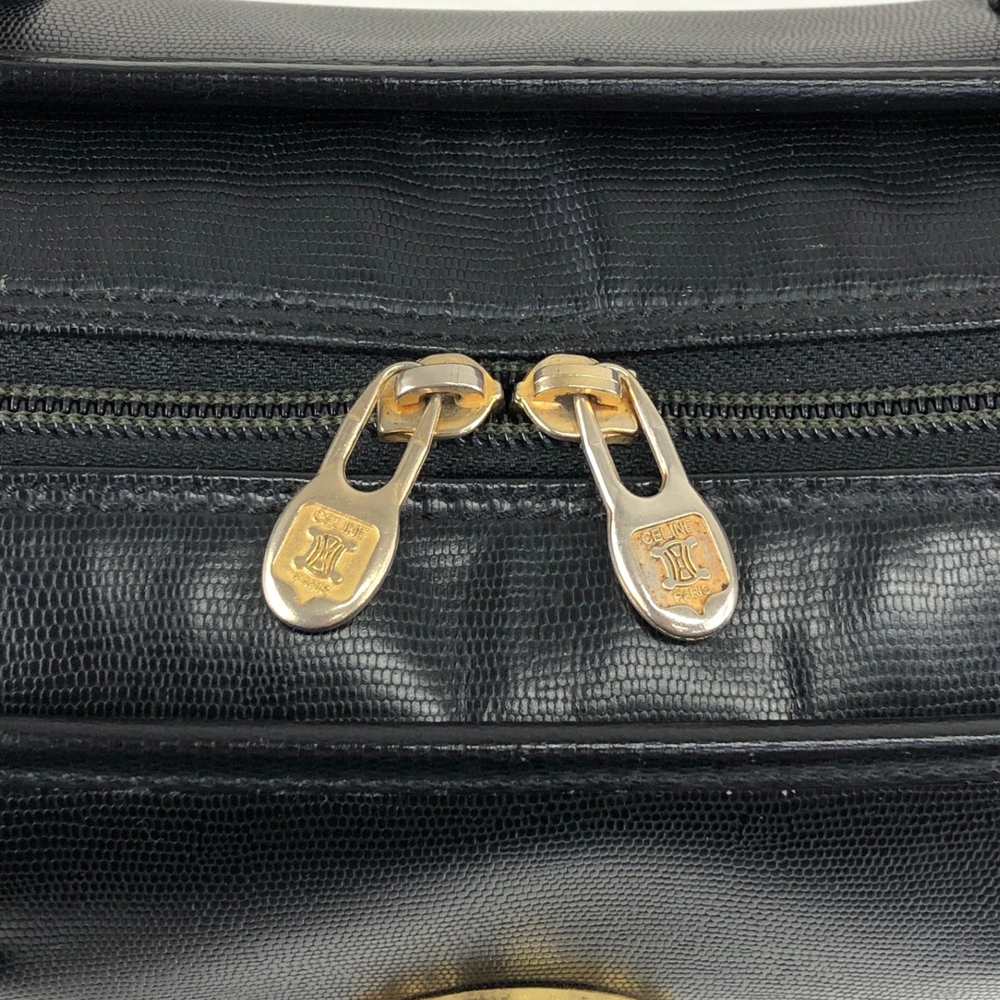 CELINE Circle Logo Handbag Boston bag Black Vintage sb46fs