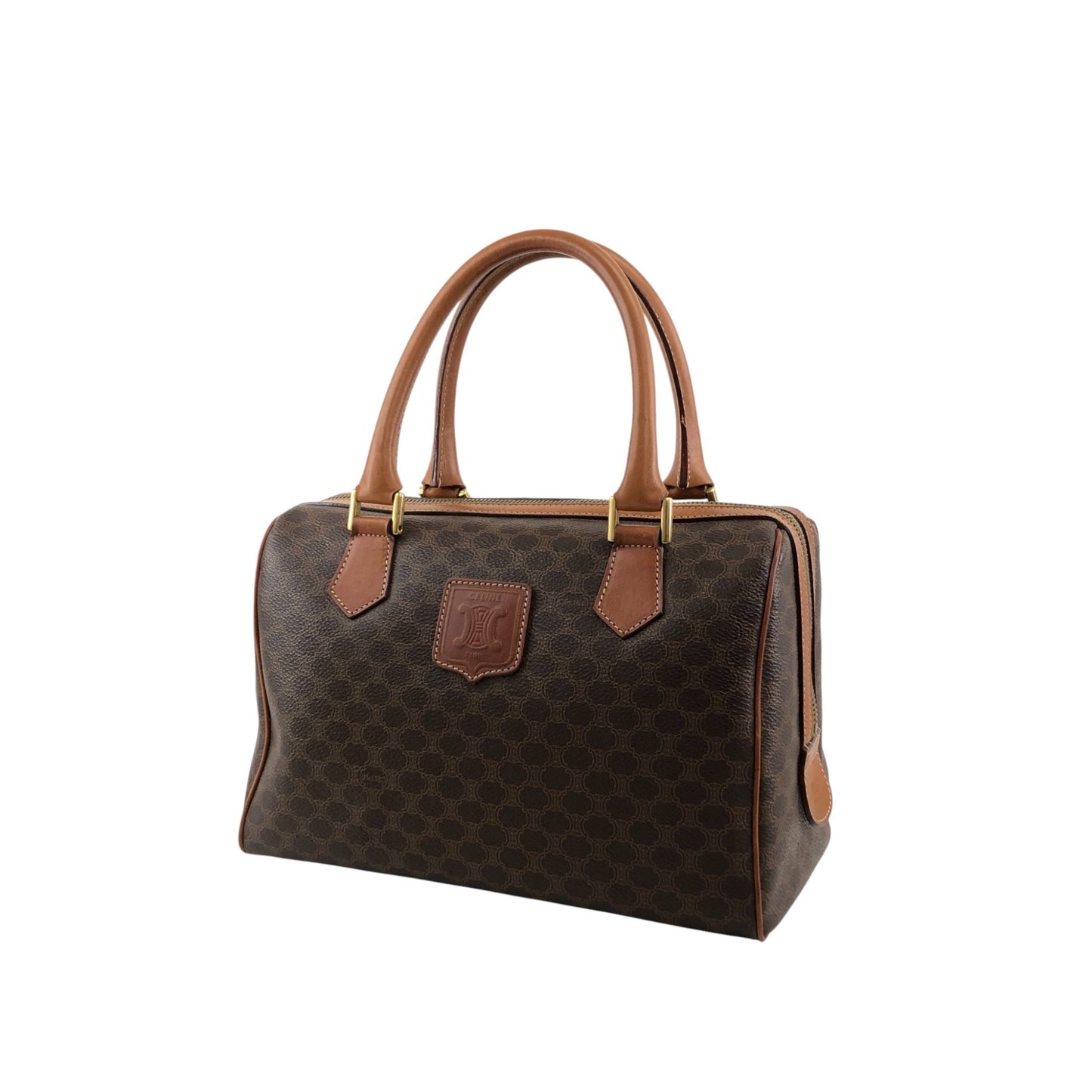 CELINE Macadam Blason Small Boston bag Brown Vintage b7bj7n