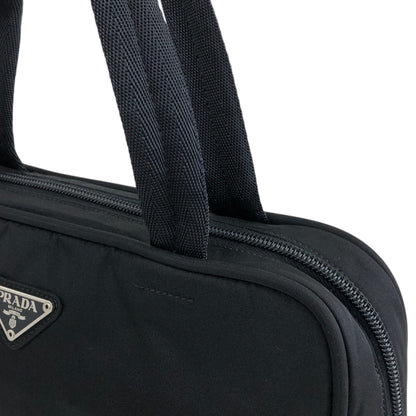 PRADA Tessuto Triangle Logo Padlock Handbag Black Vintage u7mkdg