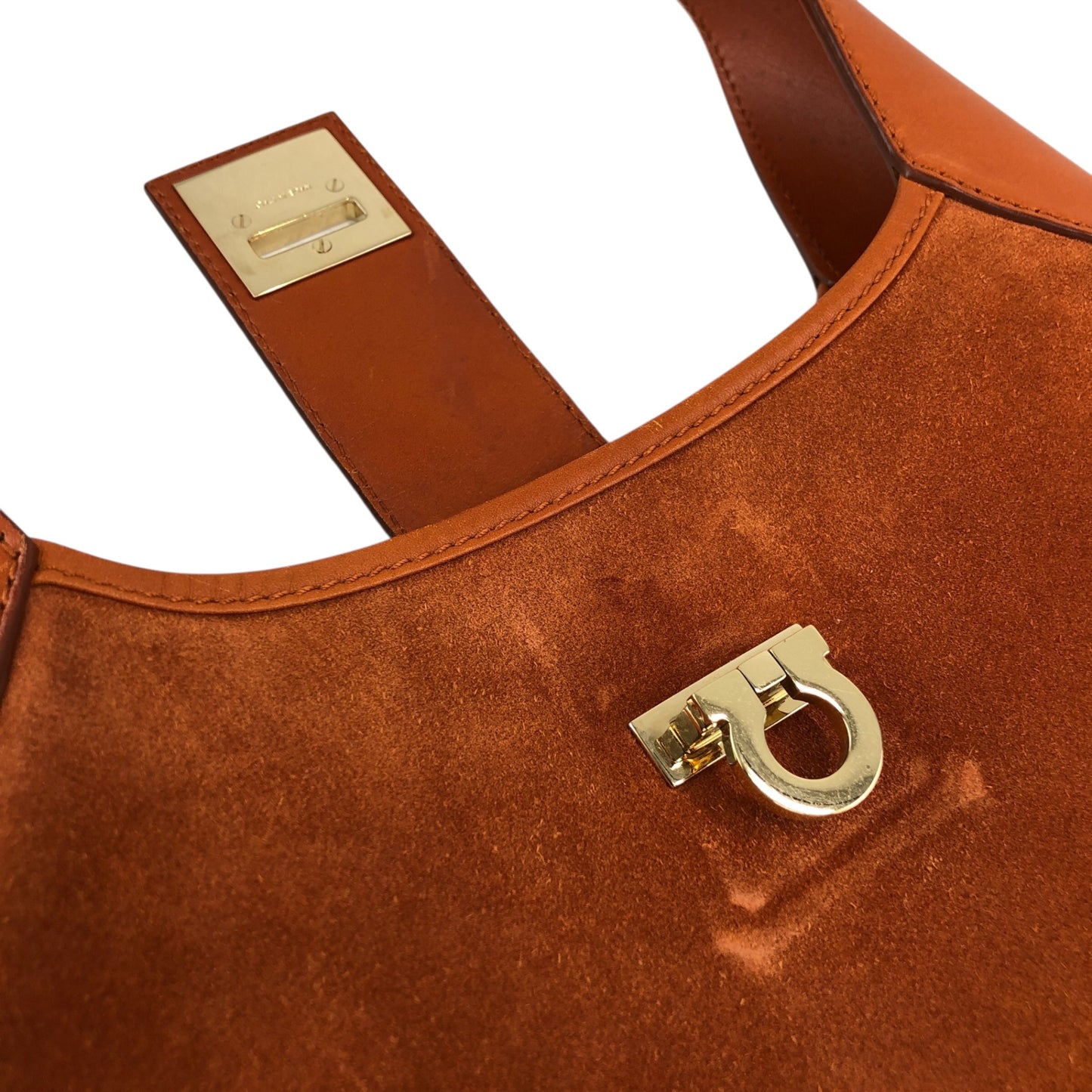 Salvatore Ferragamo Gancini Shoulder bag Brown Vintage dgh7fy