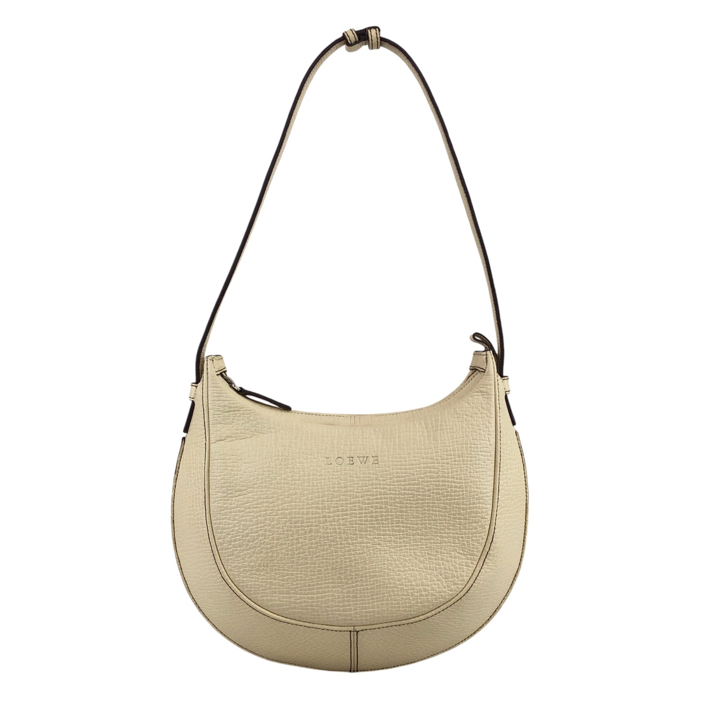 LOEWE Logo Embossed Round Shoulder bag Ivory Vintage 6858a6